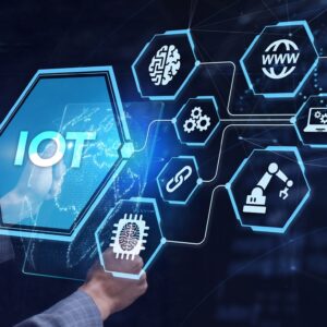 Internet of things iot concept. businessman offer iot products