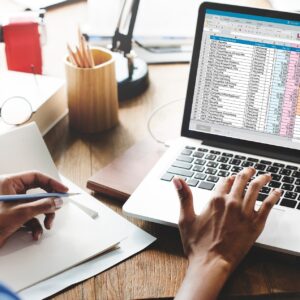 Spreadsheet document information financial startup concept