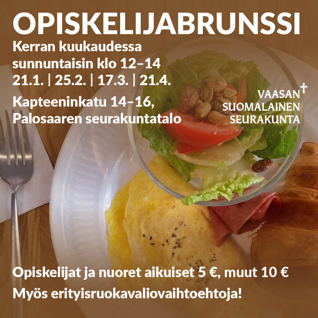 Vaasan suomalainen seurakunta järjestää opiskelijabrunsseja keväällä 2024
