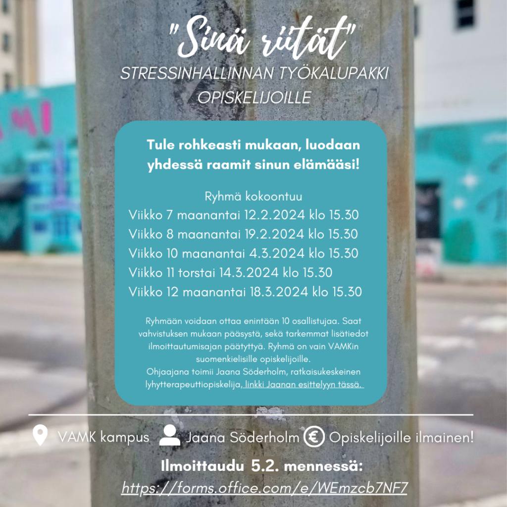 Tule mukaan voimaannuttavaan ratkaisukeskeiseen ryhmävalmennukseen: Hallitse stressiä ja vahvista hyvinvointiasi!