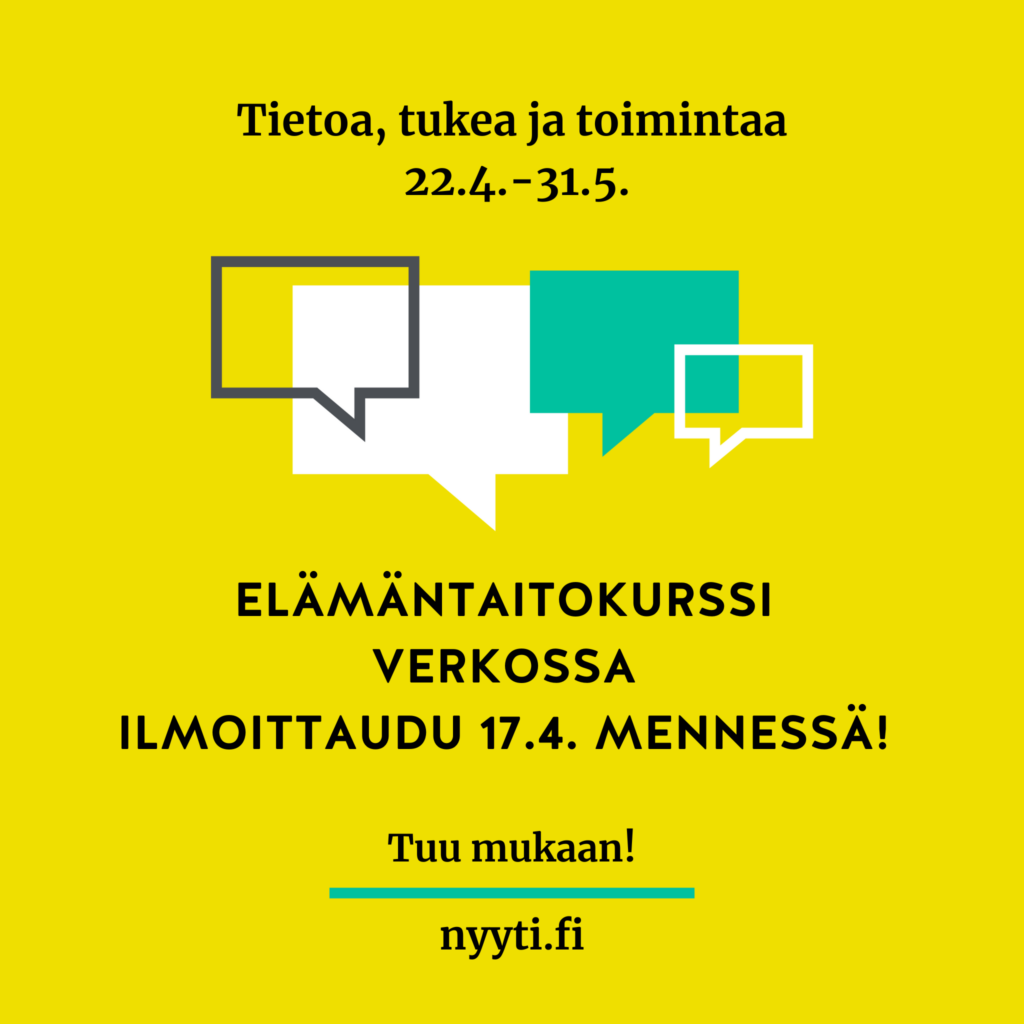 Nyytin Elämäntaito-vertaisryhmä verkossa 22.4.-31.5.2024