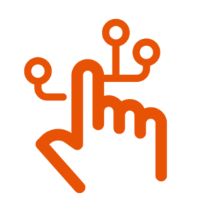 Ikoni digitalisaation johtaminen oranssi