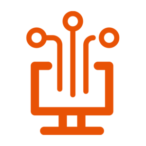 Ikoni digitalisaation johtaminen2 oranssi