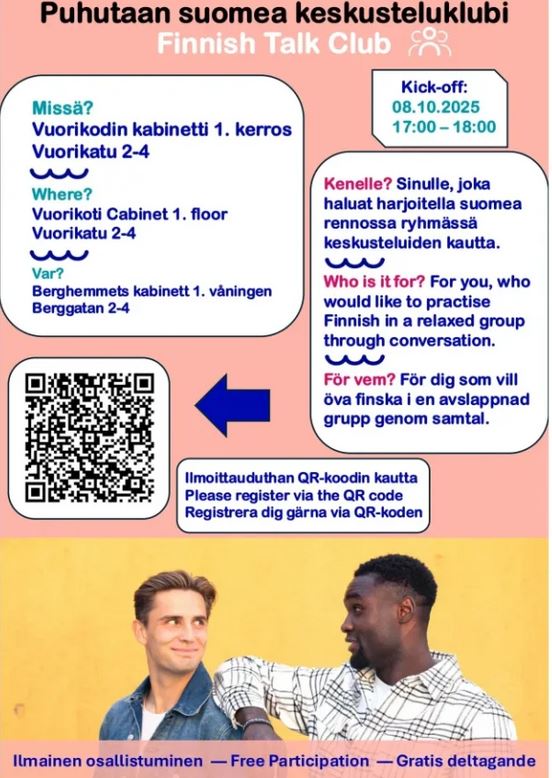 Finnish Talk Club – Puhutaan suomea -keskusteluklubi